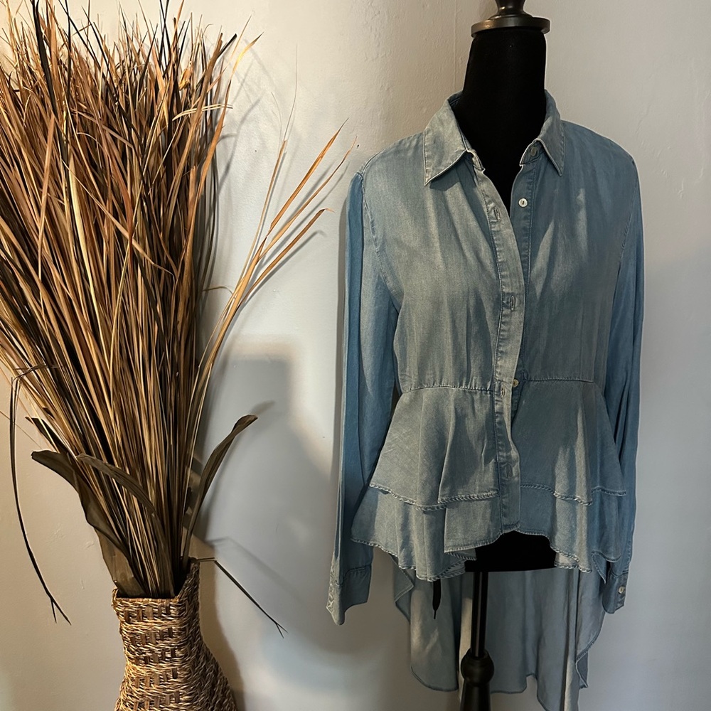 Light Blue Denim Button-Up Shirt